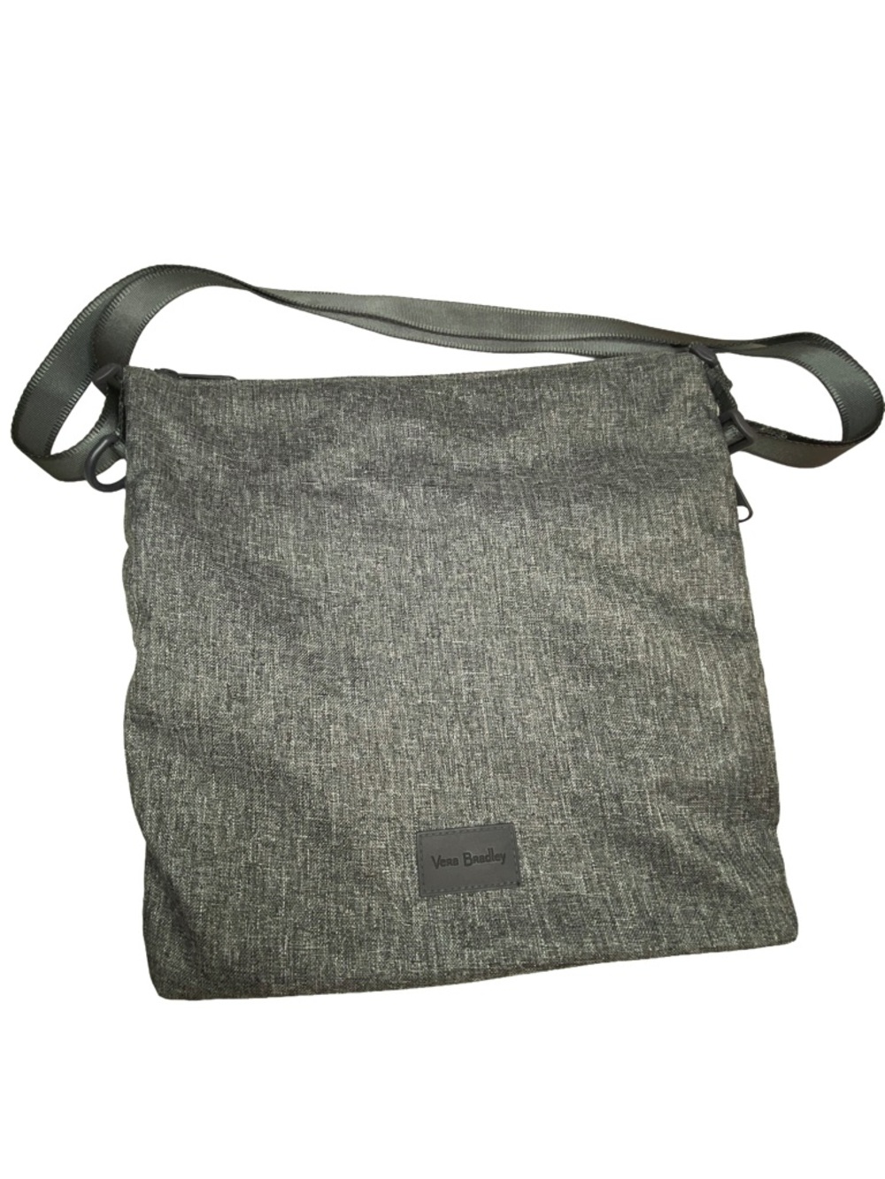 Vera Bradley Crossbody Bag Gray White Black Zipper Pockets Floral Inside